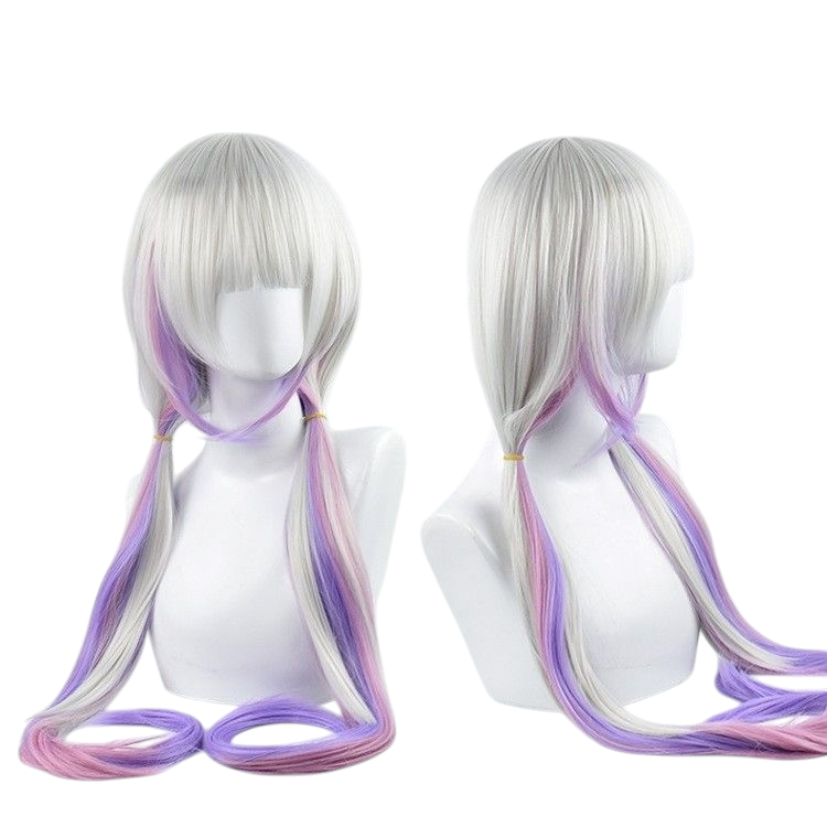 White Smoke Kanna Kamui Cosplay Wig - Miss Kobayashi's Dragon Maid (White/Purple Twin Tails) (FEVERCOS)