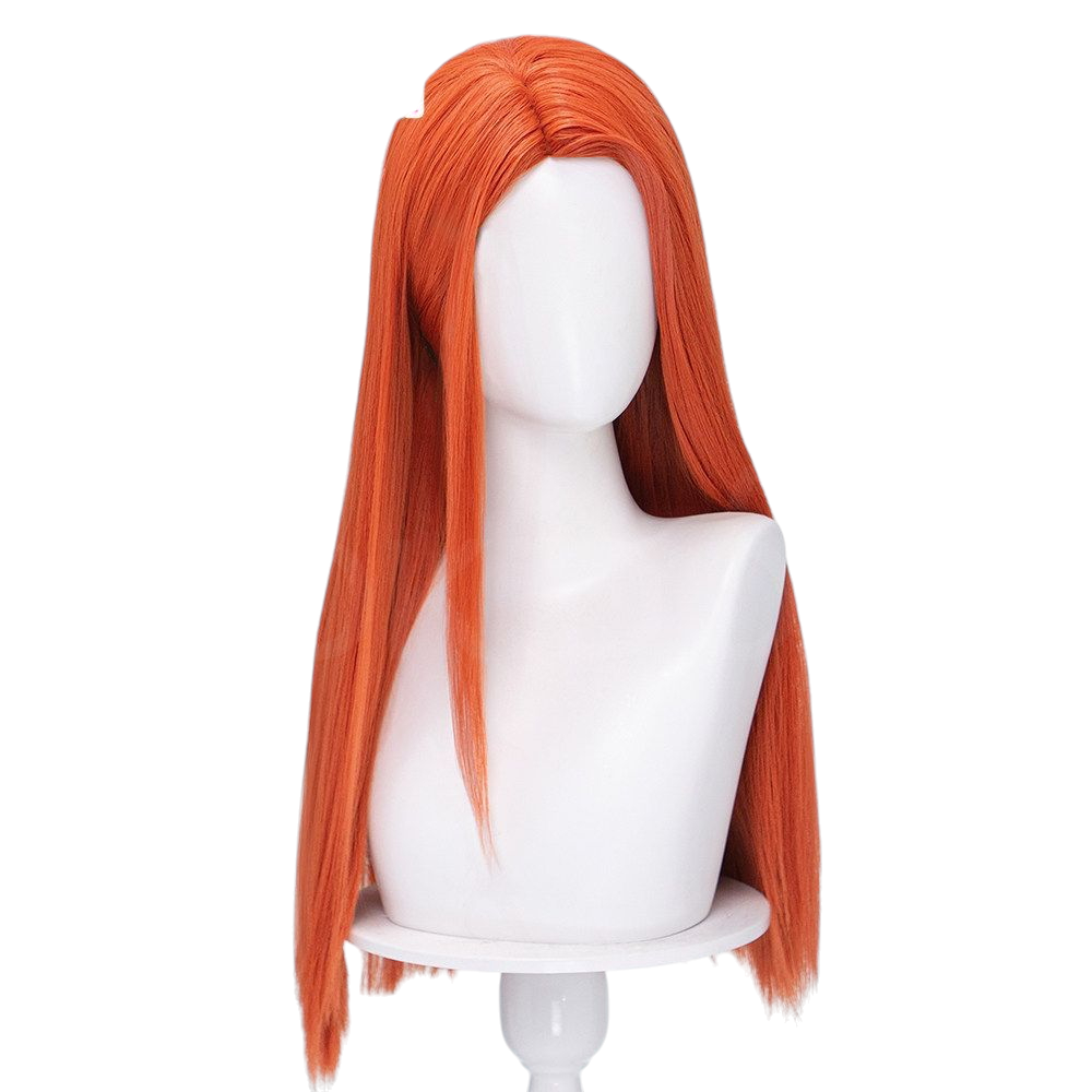 White Smoke Atom Eve Cosplay Wig - Invincible (60cm Orange Side Part Scalp) (FEVERCOS)