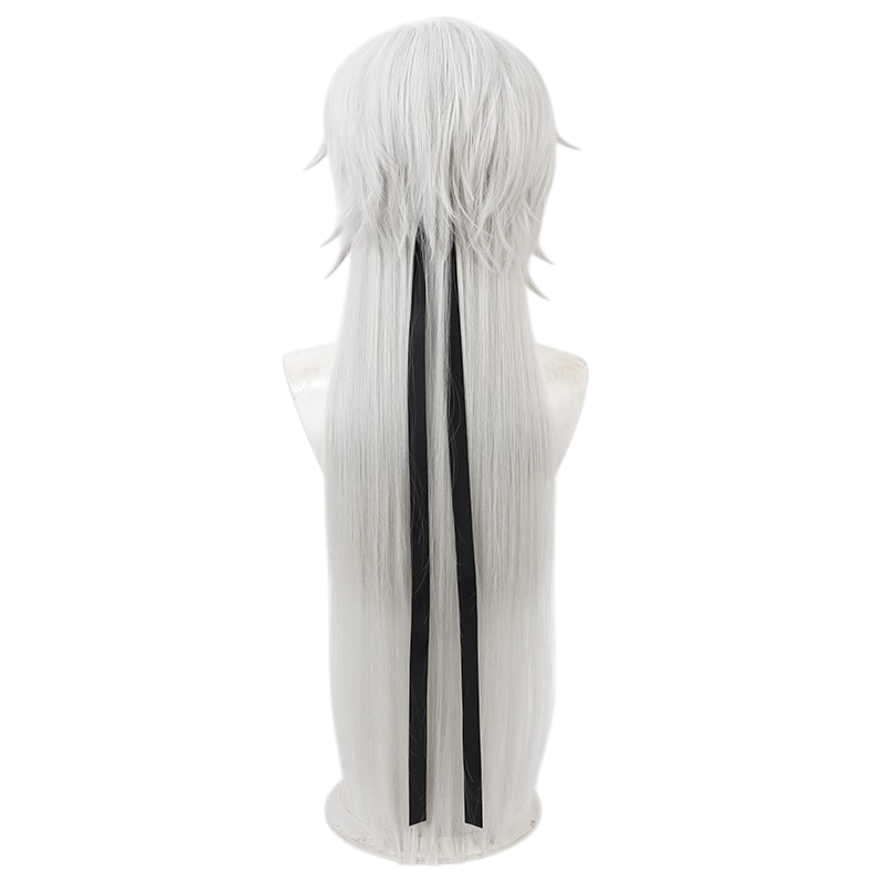 White Smoke Geshu Lin Cosplay Wig - Wuthering Waves (Silver-White Ponytail & Black Ribbon) (FEVERCOS)