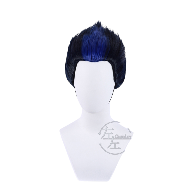 White Smoke Yoru Cosplay Wig - Valorant (Black/Blue Widow's Peak Spiky) (FEVERCOS)