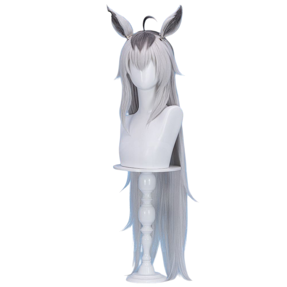White Smoke Oguri Cap Cosplay Wig - Uma Musume (90cm Layered Gradient with Ears) (FEVERCOS)