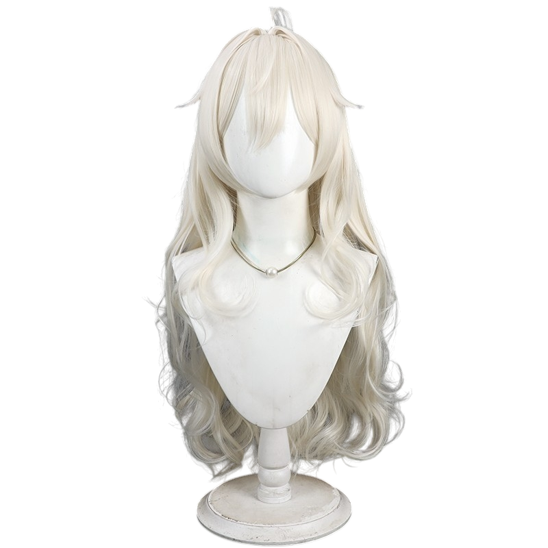 White Smoke Zanni (Battle Damaged) Cosplay Wig - Wuthering Waves (Pale Yellow Curly) (FEVERCOS)