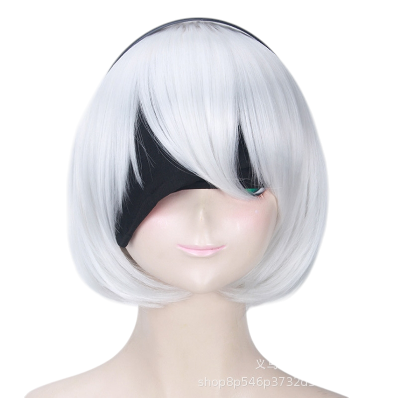9S (YoRHa No.9 Type S) Cosplay Wig - NieR: Automata (Silver Short) (FEVERCOS)