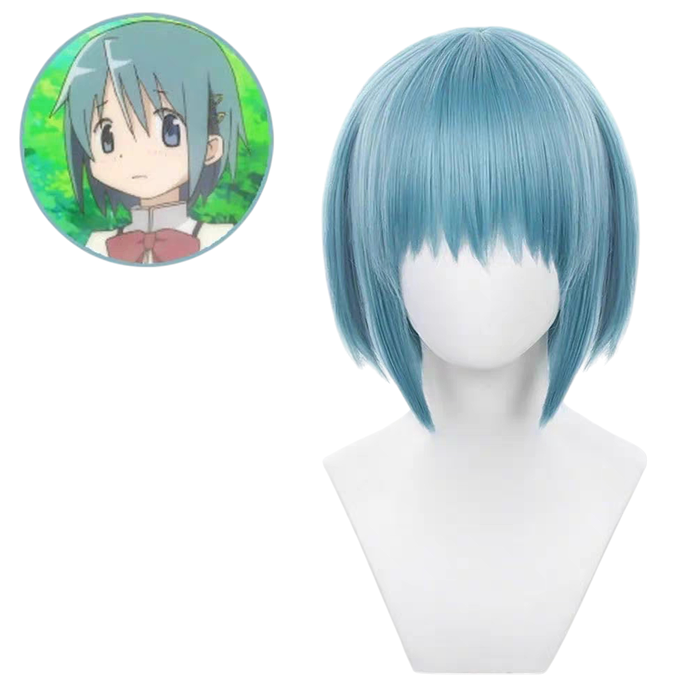 White Smoke Sayaka Miki Cosplay Wig - Puella Magi Madoka Magica (Light Blue Styled Short) (FEVERCOS)