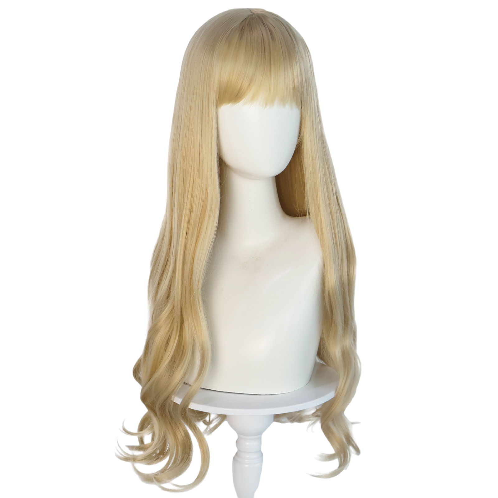 White Smoke Taylor Swift Era Style Wig - Pop Icon Cosplay (Blonde Long Curly with Bangs) (FEVERCOS)