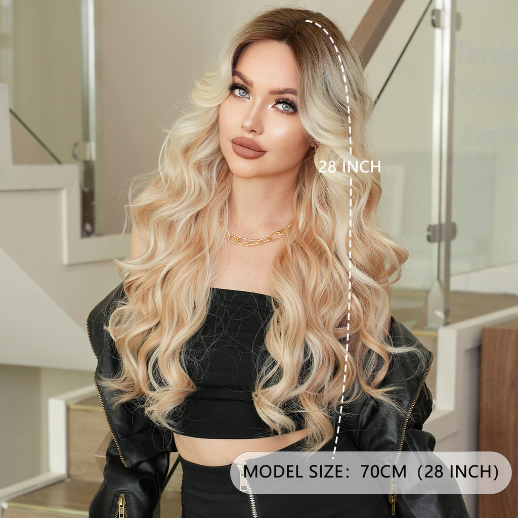 Dark Gray Platinum Blonde Highlight Lace Wig - Elite Lace Fronts (T-Part Wavy) (FEVERCOS)