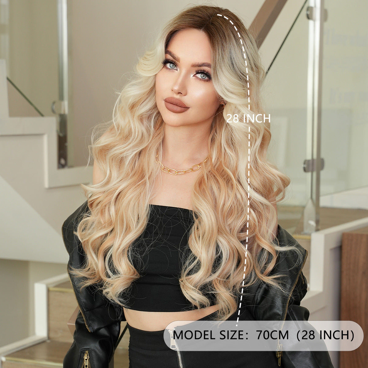 Dark Gray Platinum Blonde Highlight Lace Wig - Elite Lace Fronts (T-Part Wavy) (FEVERCOS)