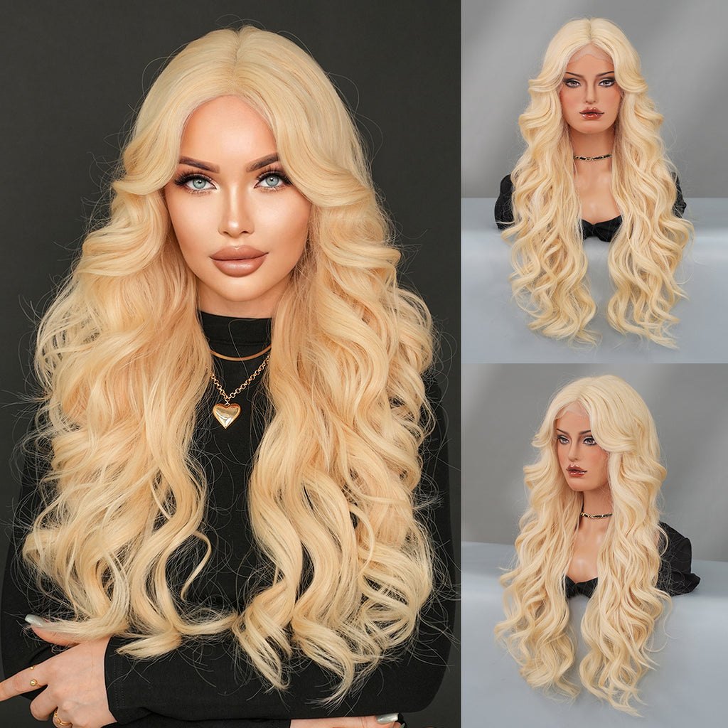 Dark Slate Gray Platinum Blonde Highlight Lace Wig - Elite Lace Fronts (T-Part Wavy) (FEVERCOS)