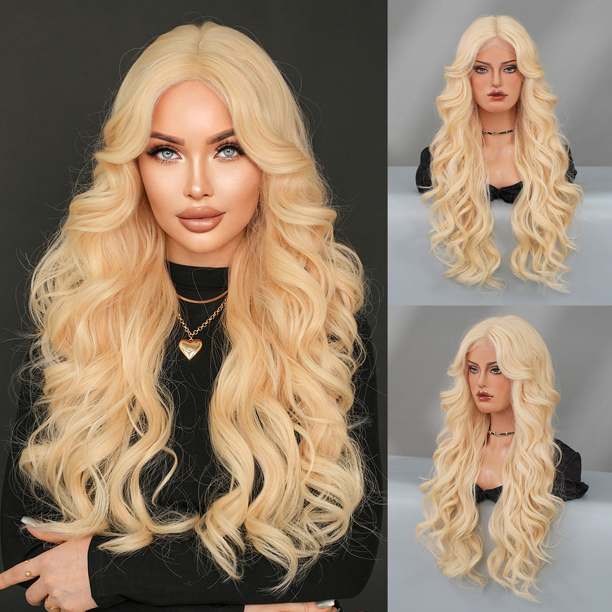 Dark Slate Gray Platinum Blonde Highlight Lace Wig - Elite Lace Fronts (T-Part Wavy) (FEVERCOS)