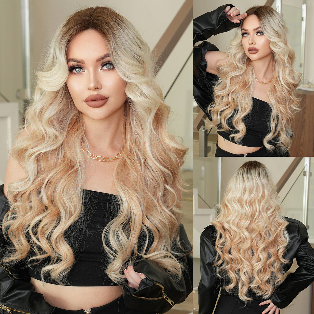 Rosy Brown Platinum Blonde Highlight Lace Wig - Elite Lace Fronts (T-Part Wavy) (FEVERCOS)