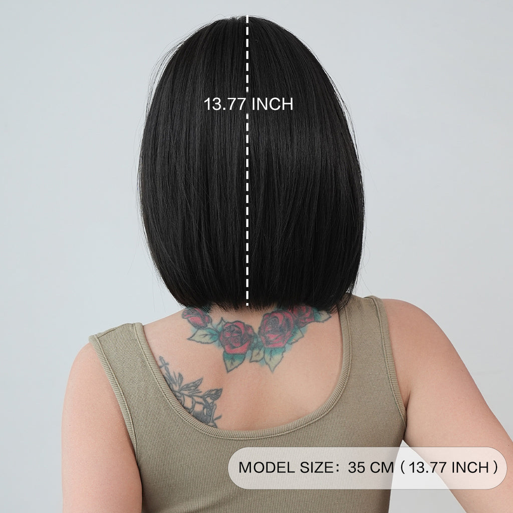 Light Gray Natural Black Korean Bob Wig - Everyday Fashion (Fluffy Short Straight) (FEVERCOS)