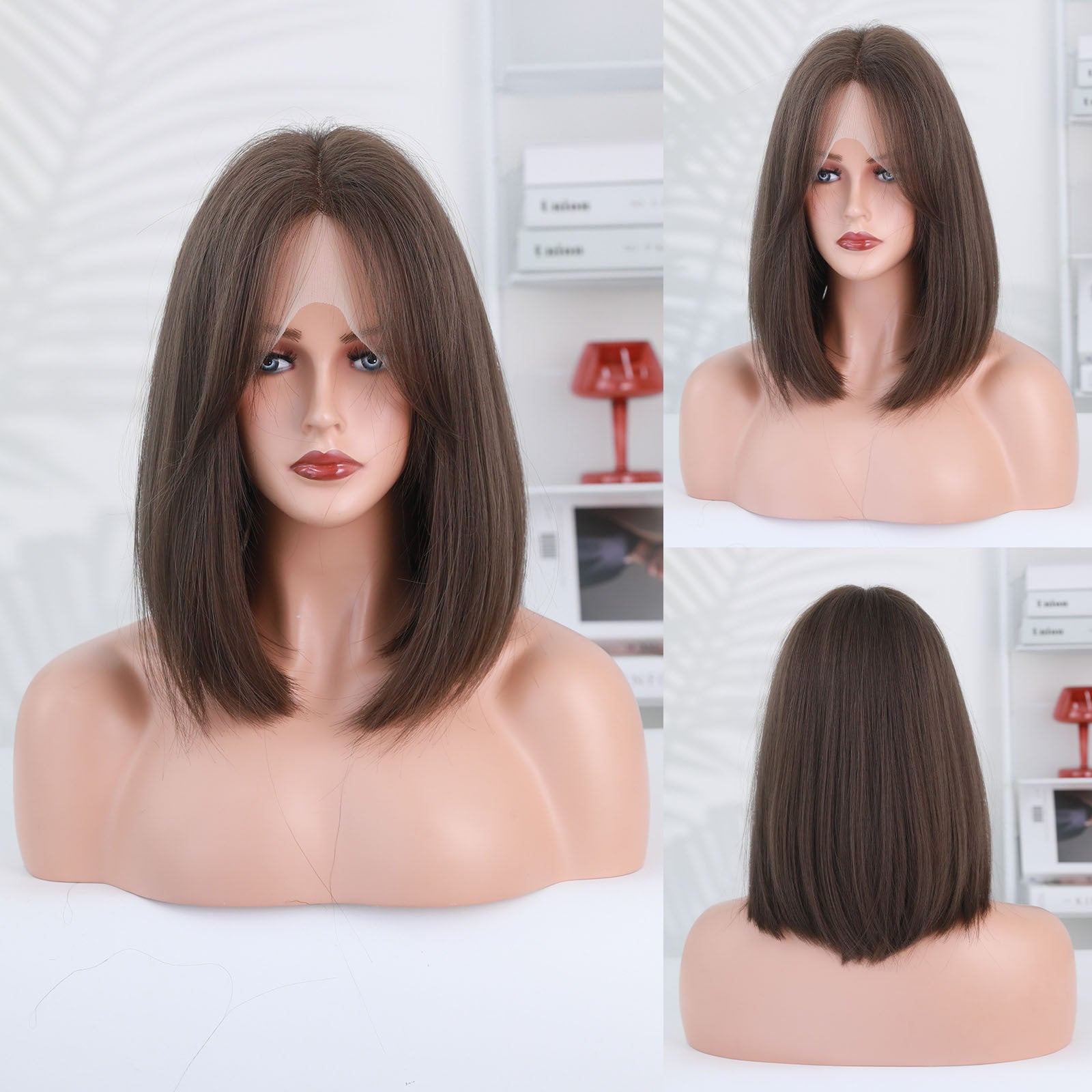Lavender Pink Brown Gradient Lace Wig - Elite Lace Fronts (Short Bob T-Part) (FEVERCOS)