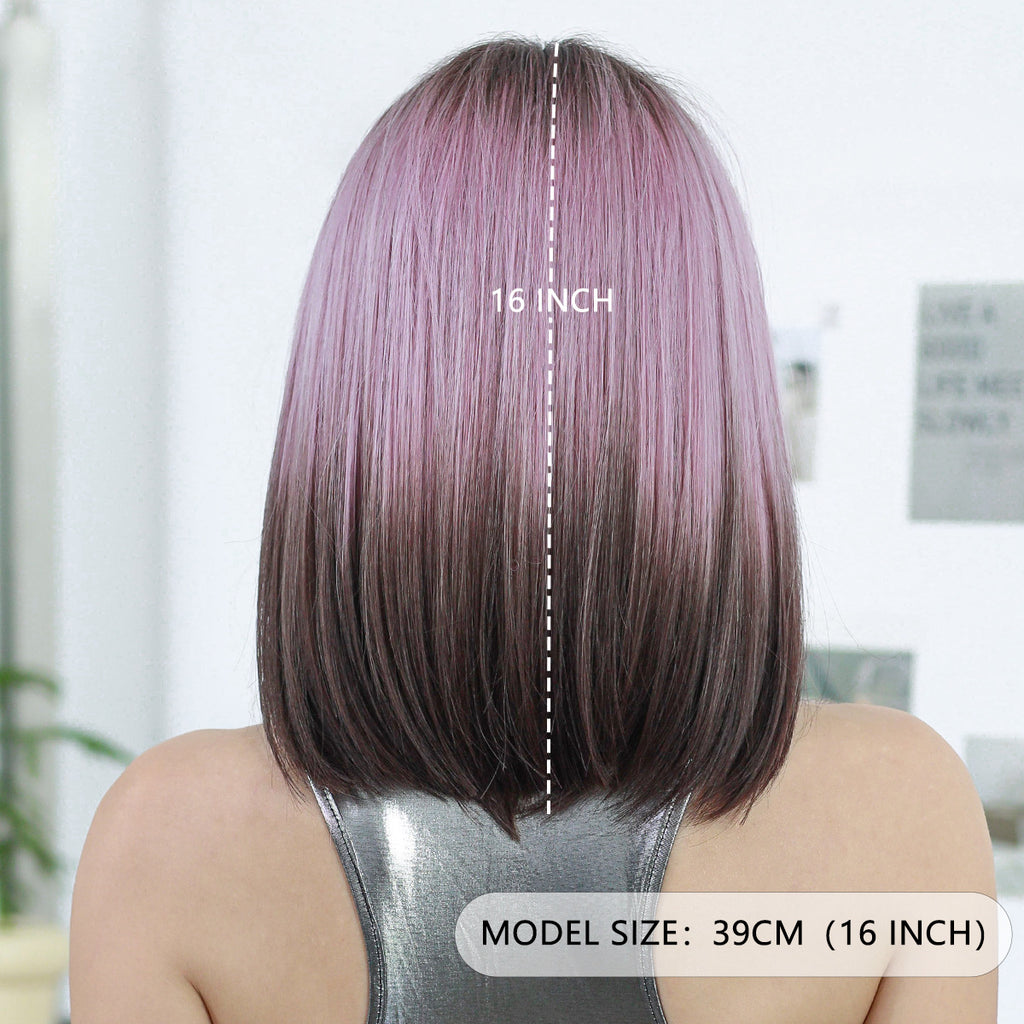 Alice Blue Pink Brown Gradient Lace Wig - Elite Lace Fronts (Short Bob T-Part) (FEVERCOS)