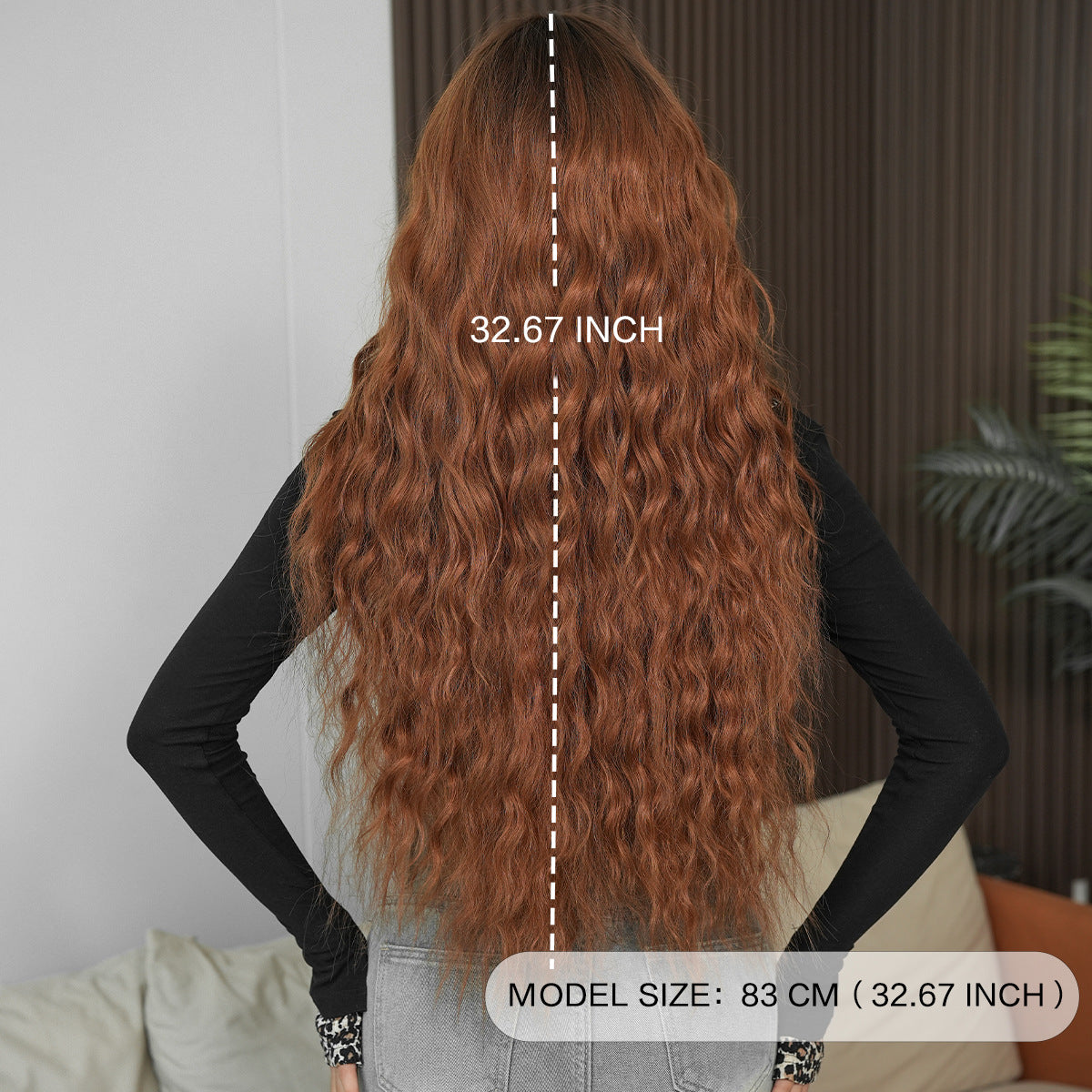 Gray Caramel Red Brown Water Wave Wig - Urban Fashion (Long Wavy) (FEVERCOS)