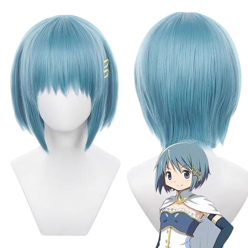 White Smoke Sayaka Miki Cosplay Wig - Puella Magi Madoka Magica (Light Blue Styled Short) (FEVERCOS)