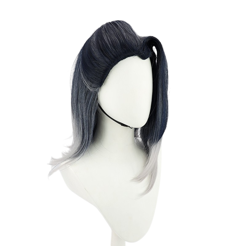 White Smoke Fade / Viper Style Cosplay Wig - Valorant (Black/Grey Widow's Peak Gradient) (FEVERCOS)