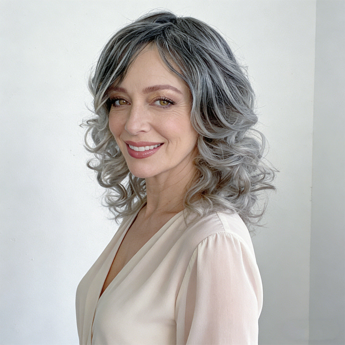 Lavender Black Granny Grey Ombre Wig - Modern Collection (Short Curly) (FEVERCOS)