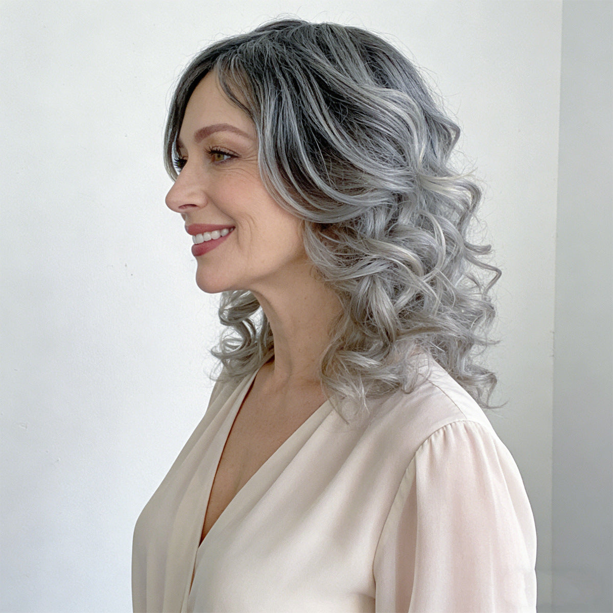 Lavender Black Granny Grey Ombre Wig - Modern Collection (Short Curly) (FEVERCOS)