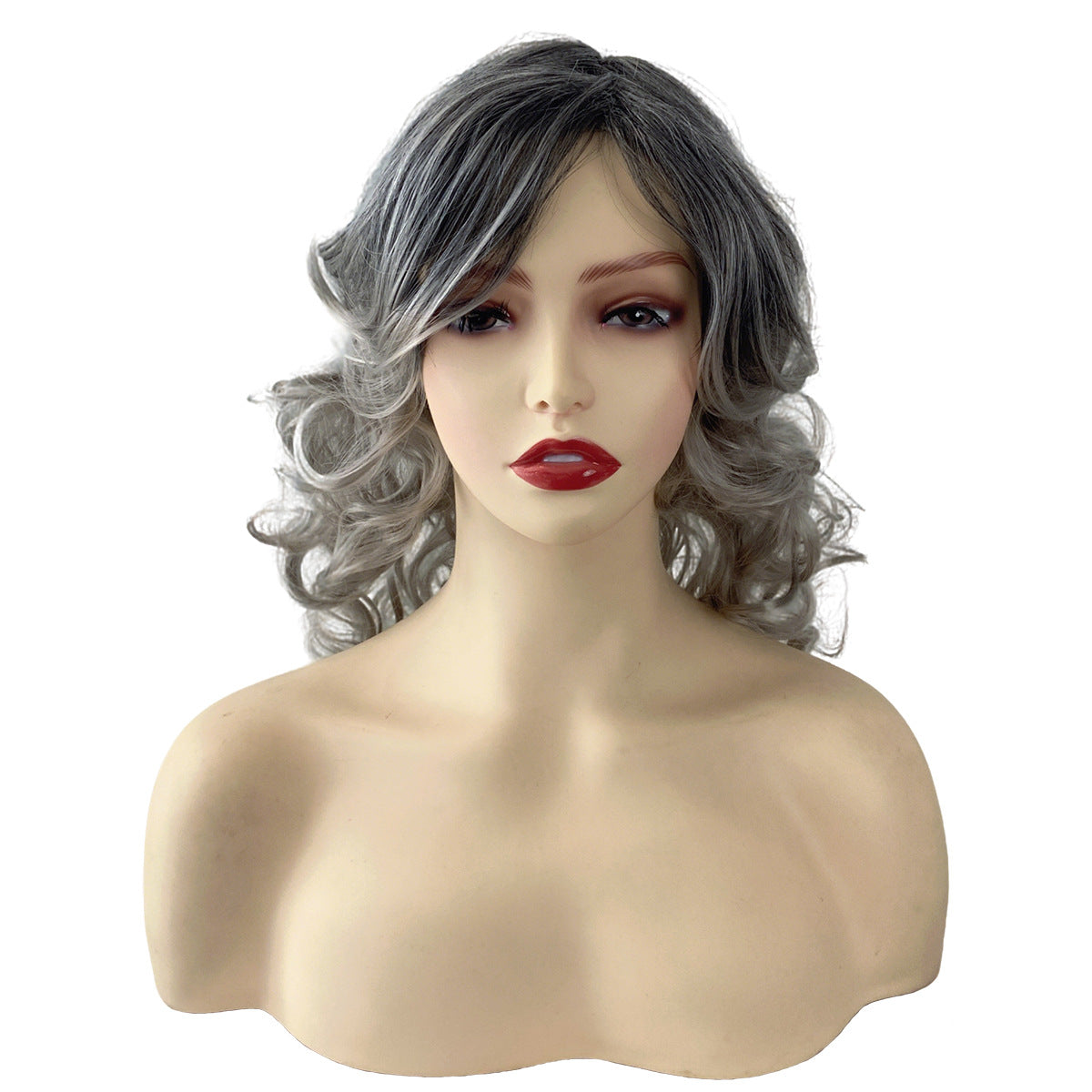 White Smoke Black Granny Grey Ombre Wig - Modern Collection (Short Curly) (FEVERCOS)