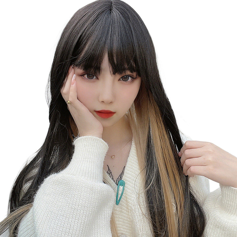 Ear Highlight Long Straight Wig - Urban Fashion (Waist Length Manga Bangs) (FEVERCOS)
