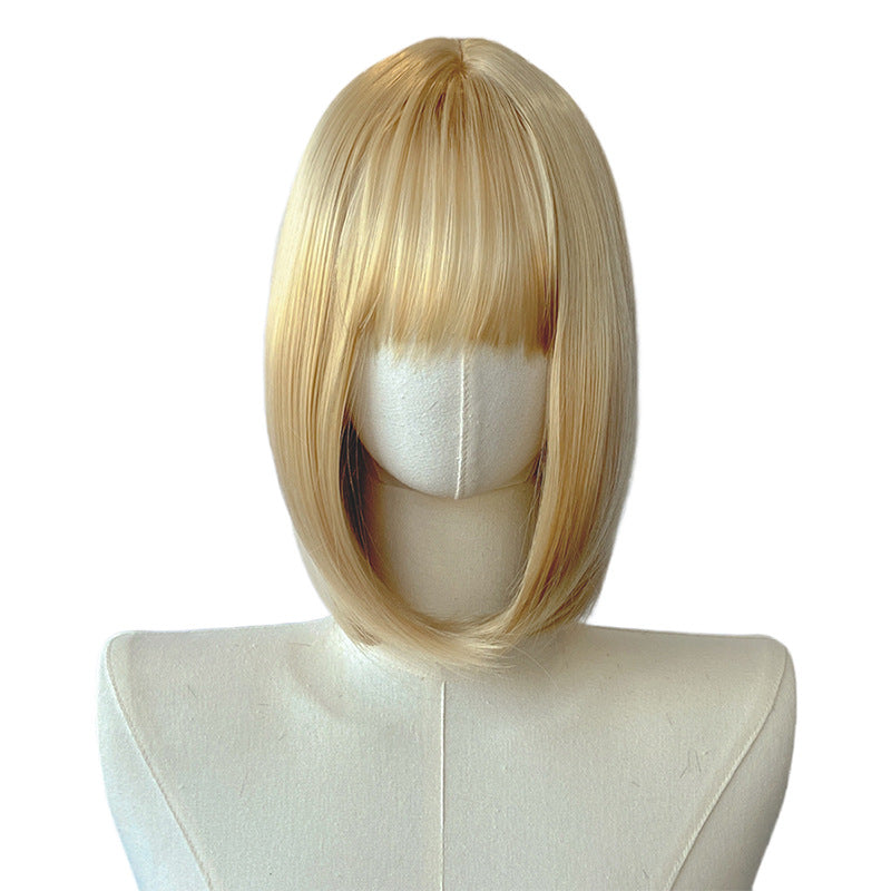 Beige Blonde Bob Wig - Subculture Fashion (Short Straight Bangs) (FEVERCOS)
