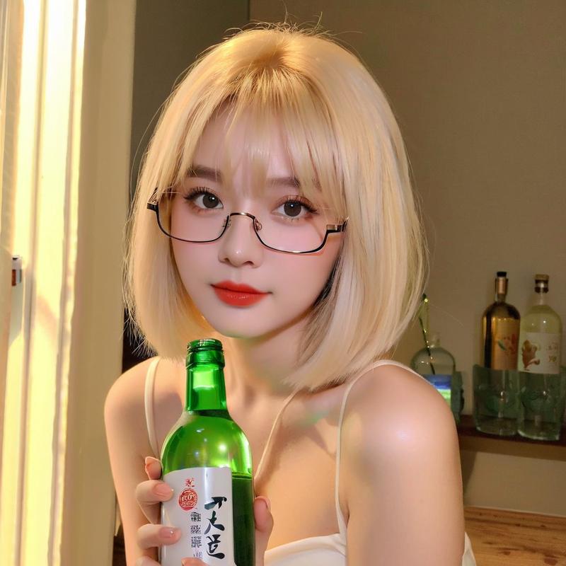 Beige Blonde Bob Wig - Subculture Fashion (Short Straight Bangs) (FEVERCOS)
