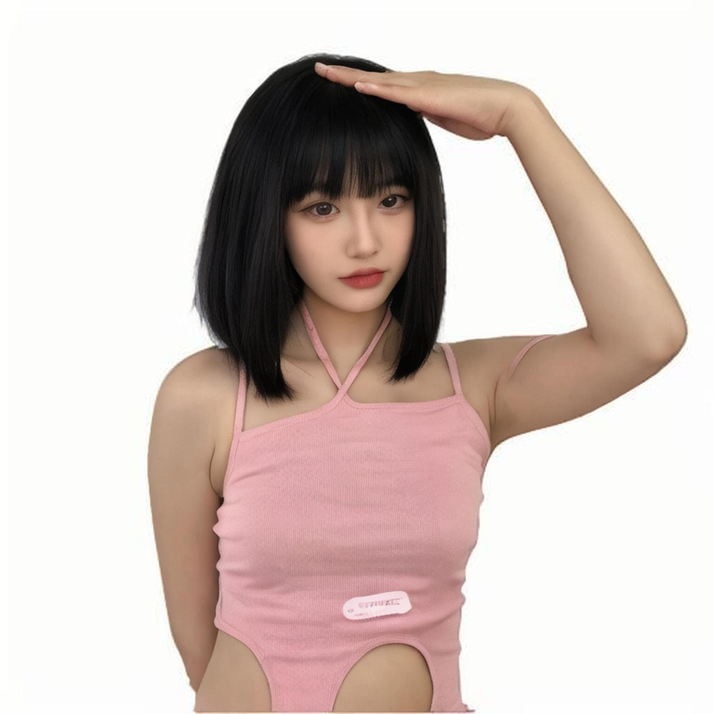 Sweet Lolita Shoulder-Length Bob Wig - Kawaii Fashion (Air Bangs) (FEVERCOS)