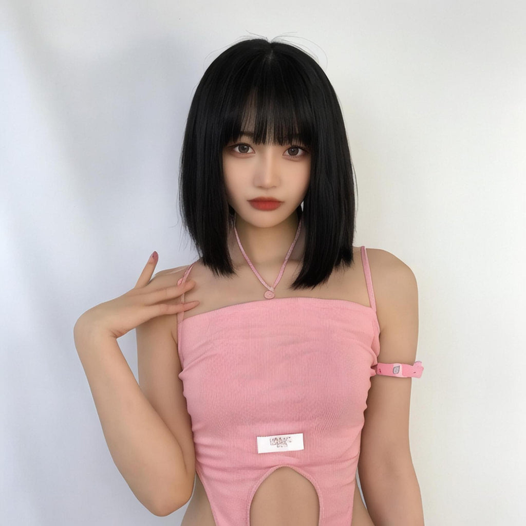 Sweet Lolita Shoulder-Length Bob Wig - Kawaii Fashion (Air Bangs) (FEVERCOS)