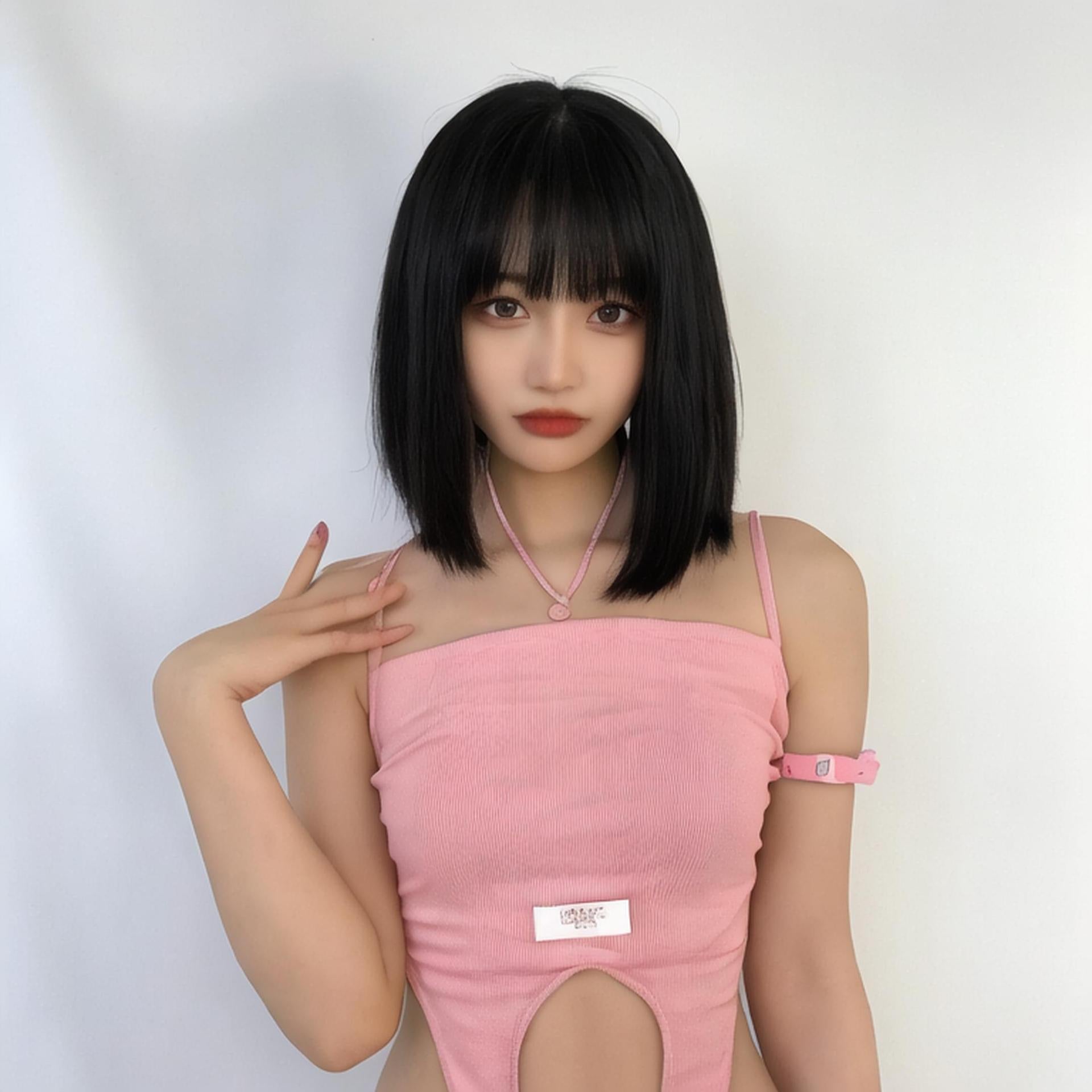 Sweet Lolita Shoulder-Length Bob Wig - Kawaii Fashion (Air Bangs) (FEVERCOS)
