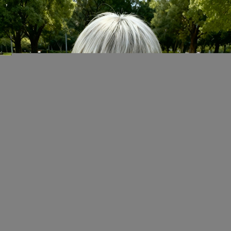 Dim Gray Edgy Unisex Short Pixie Wig - Urban Fashion (Handsome Fluffy Cut) (FEVERCOS)