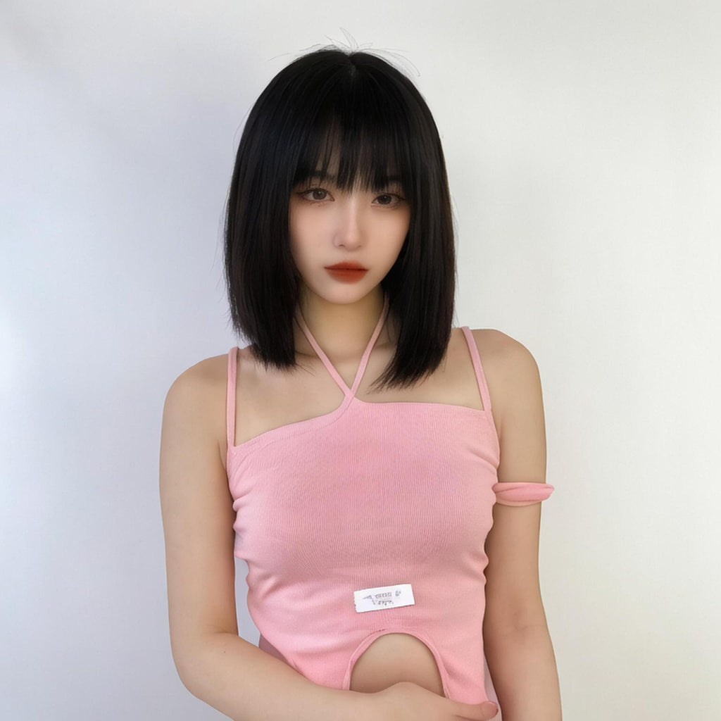 Sweet Lolita Shoulder-Length Bob Wig - Kawaii Fashion (Air Bangs) (FEVERCOS)