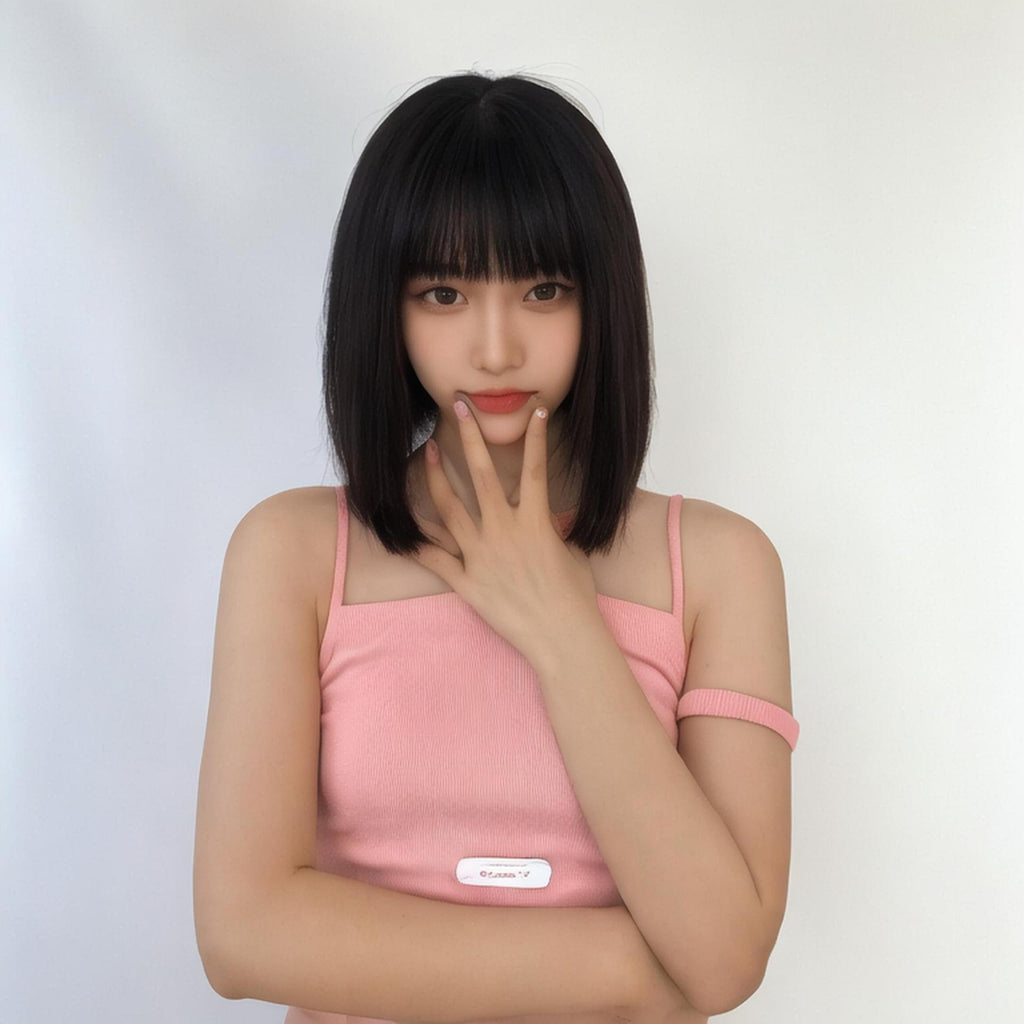Sweet Lolita Shoulder-Length Bob Wig - Kawaii Fashion (Air Bangs) (FEVERCOS)
