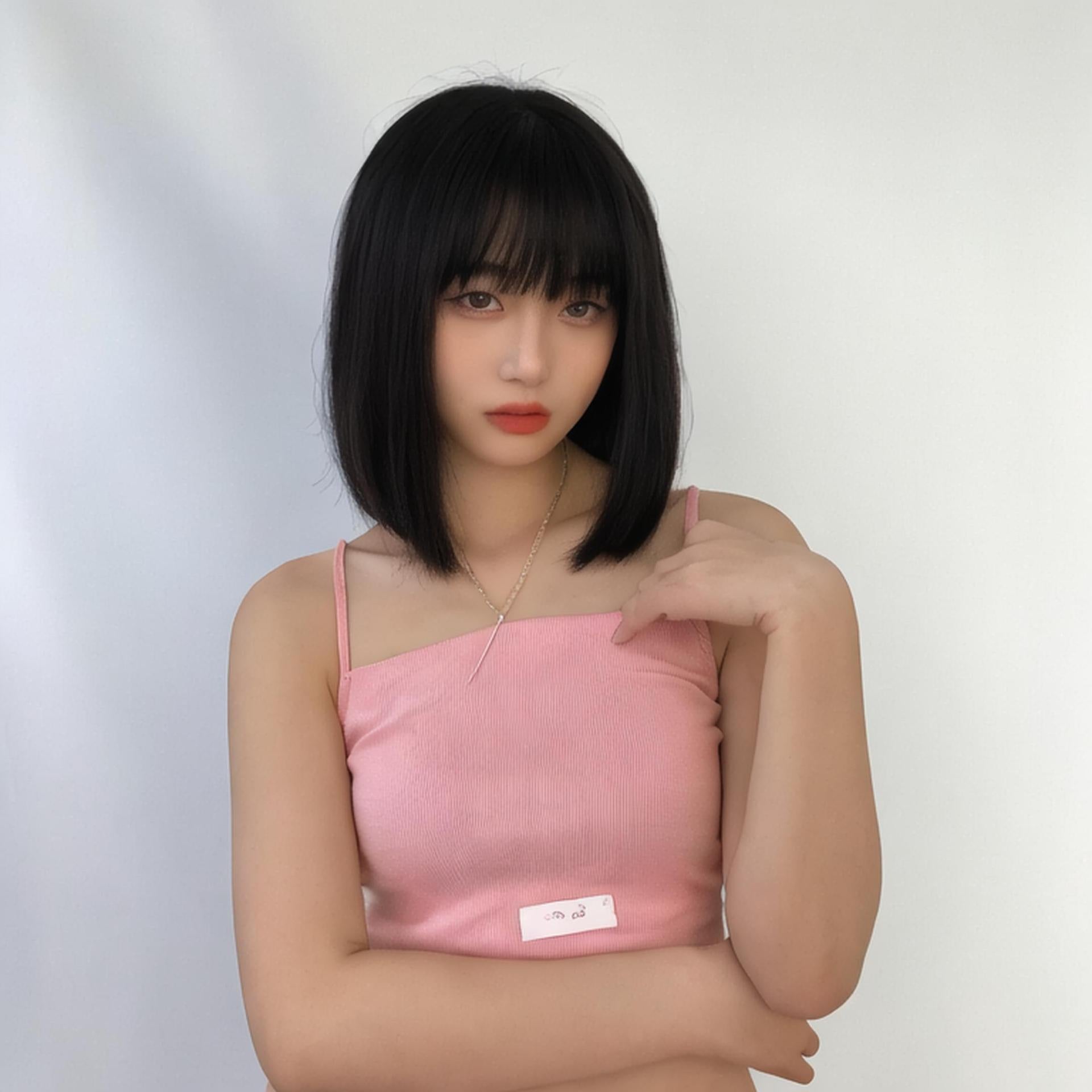 Sweet Lolita Shoulder-Length Bob Wig - Kawaii Fashion (Air Bangs) (FEVERCOS)