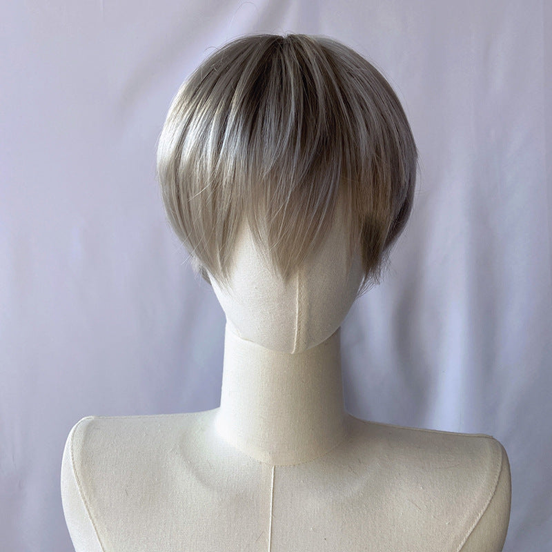 Dark Gray Edgy Unisex Short Pixie Wig - Urban Fashion (Handsome Fluffy Cut) (FEVERCOS)