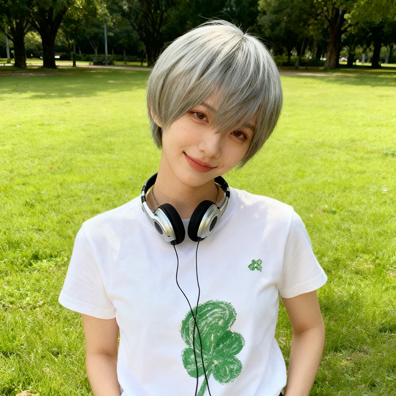 Light Goldenrod Edgy Unisex Short Pixie Wig - Urban Fashion (Handsome Fluffy Cut) (FEVERCOS)