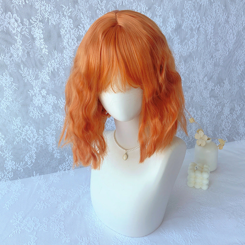 Light Blue Orange Short Curly Bob Wig - Cosplay Collection (Wavy Roleplay) (FEVERCOS)