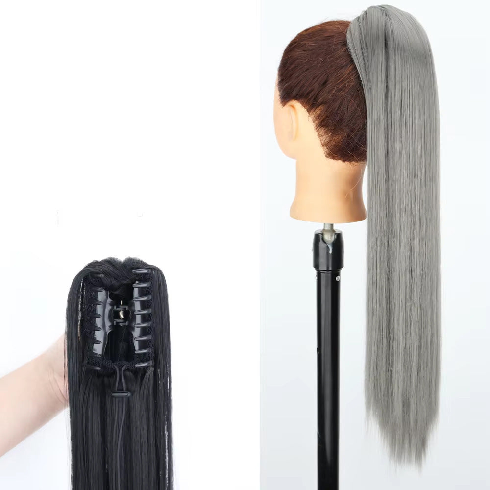 White Smoke Wine Red Straight Claw Clip Ponytail - Accessory Collection (Long High Tail) (FEVERCOS)