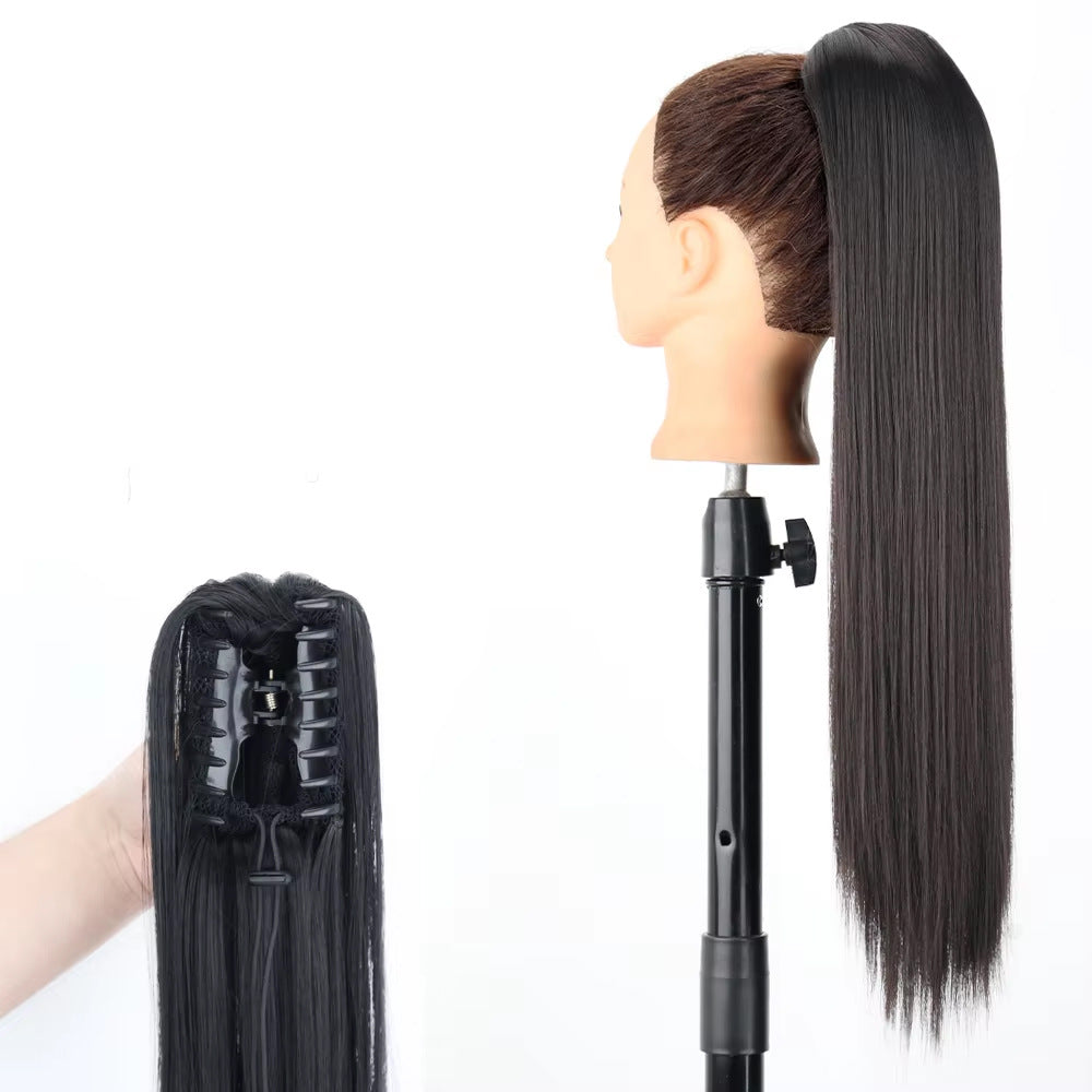 White Smoke Wine Red Straight Claw Clip Ponytail - Accessory Collection (Long High Tail) (FEVERCOS)