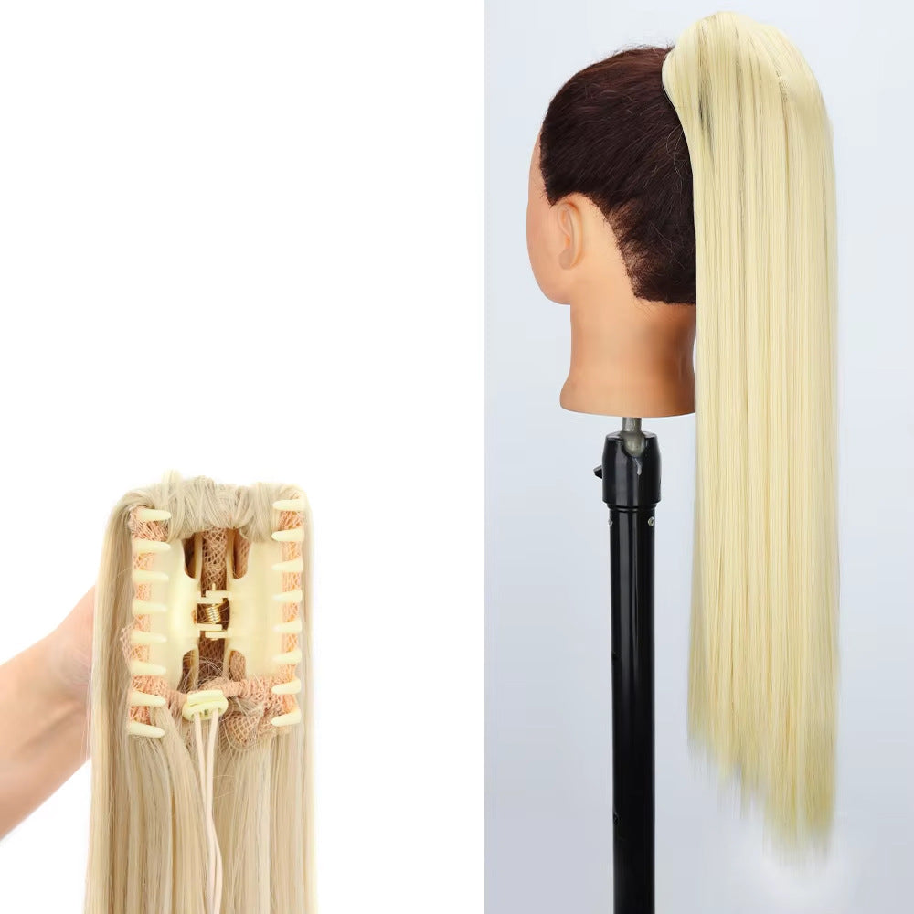 White Smoke Wine Red Straight Claw Clip Ponytail - Accessory Collection (Long High Tail) (FEVERCOS)