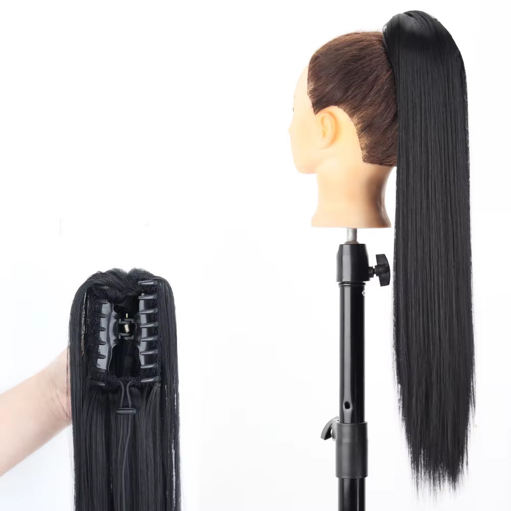 White Smoke Wine Red Straight Claw Clip Ponytail - Accessory Collection (Long High Tail) (FEVERCOS)