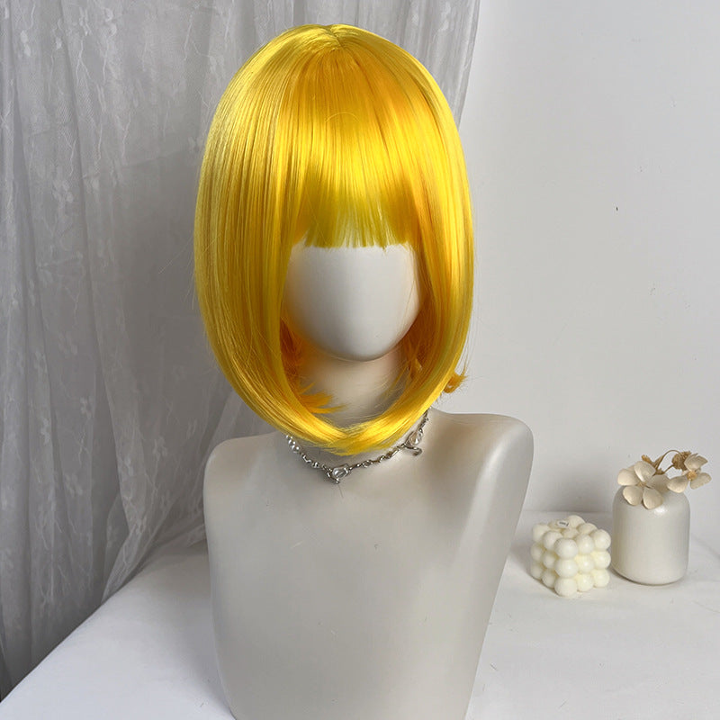 Gray Lemon Yellow Short Bob Wig - Halloween Collection (Straight Cosplay) (FEVERCOS)