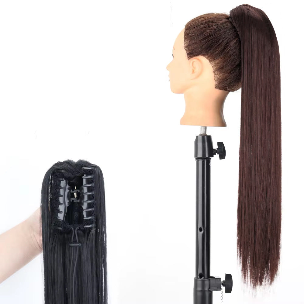 White Smoke Wine Red Straight Claw Clip Ponytail - Accessory Collection (Long High Tail) (FEVERCOS)