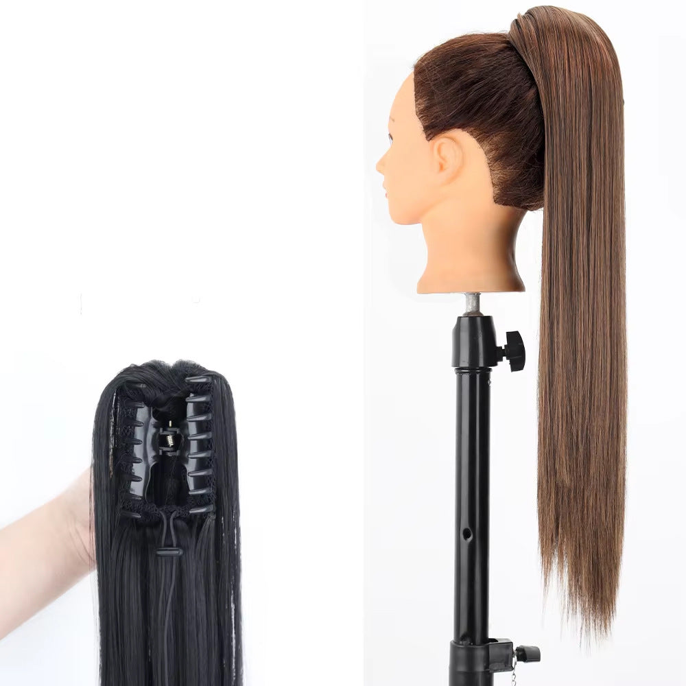 White Smoke Wine Red Straight Claw Clip Ponytail - Accessory Collection (Long High Tail) (FEVERCOS)
