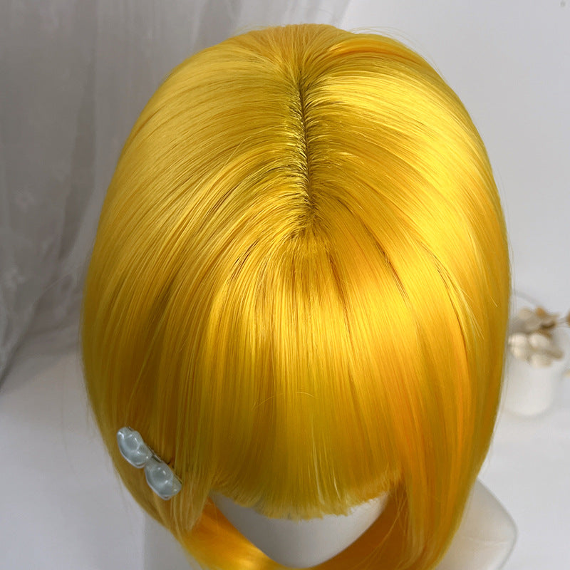 Gray Lemon Yellow Short Bob Wig - Halloween Collection (Straight Cosplay) (FEVERCOS)