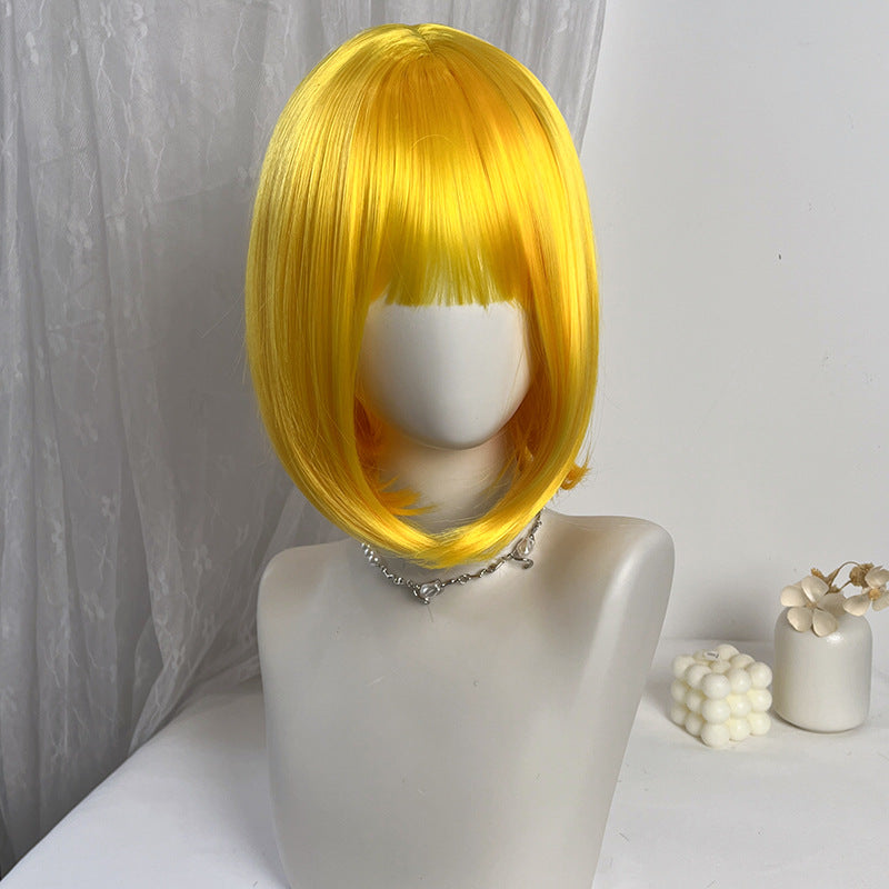 Gray Lemon Yellow Short Bob Wig - Halloween Collection (Straight Cosplay) (FEVERCOS)