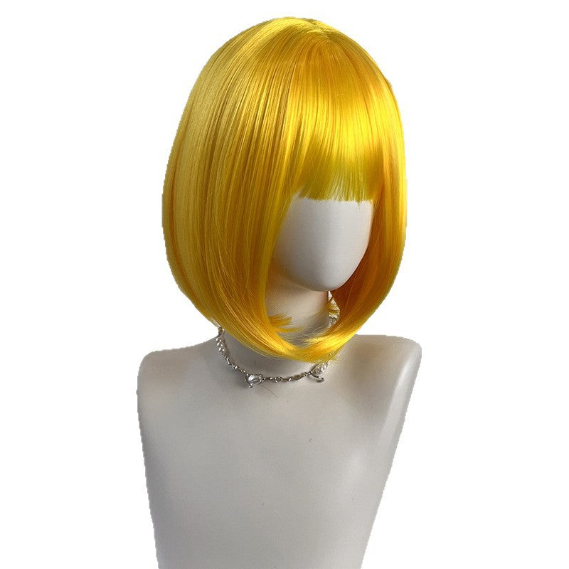 White Smoke Lemon Yellow Short Bob Wig - Halloween Collection (Straight Cosplay) (FEVERCOS)