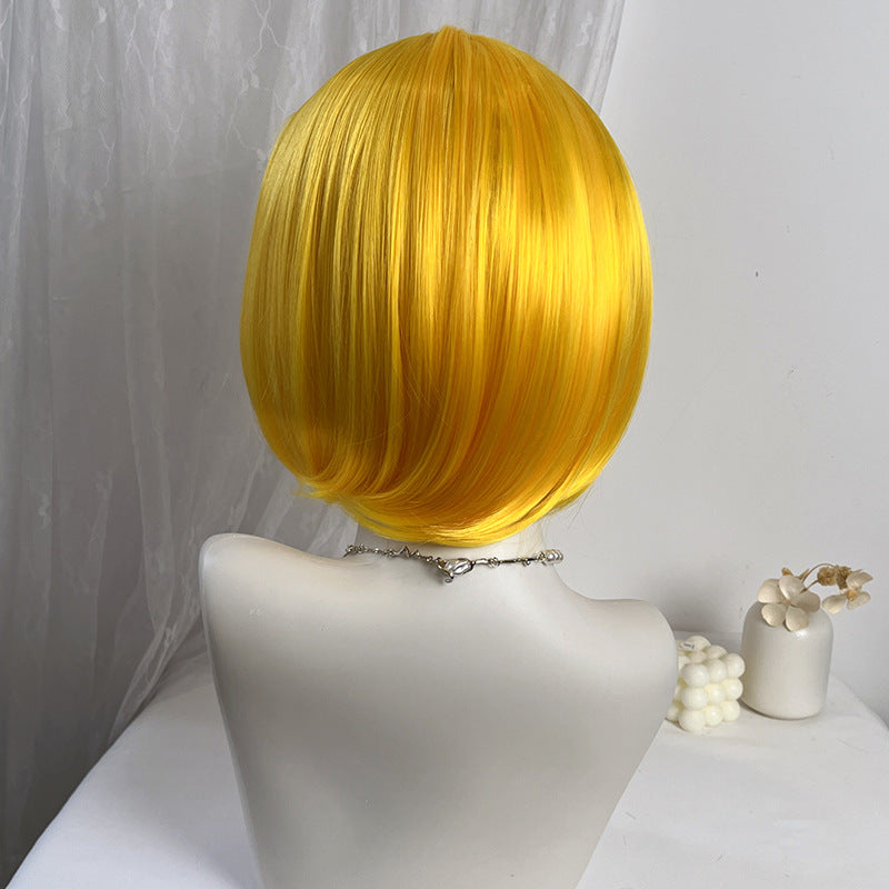 Gray Lemon Yellow Short Bob Wig - Halloween Collection (Straight Cosplay) (FEVERCOS)