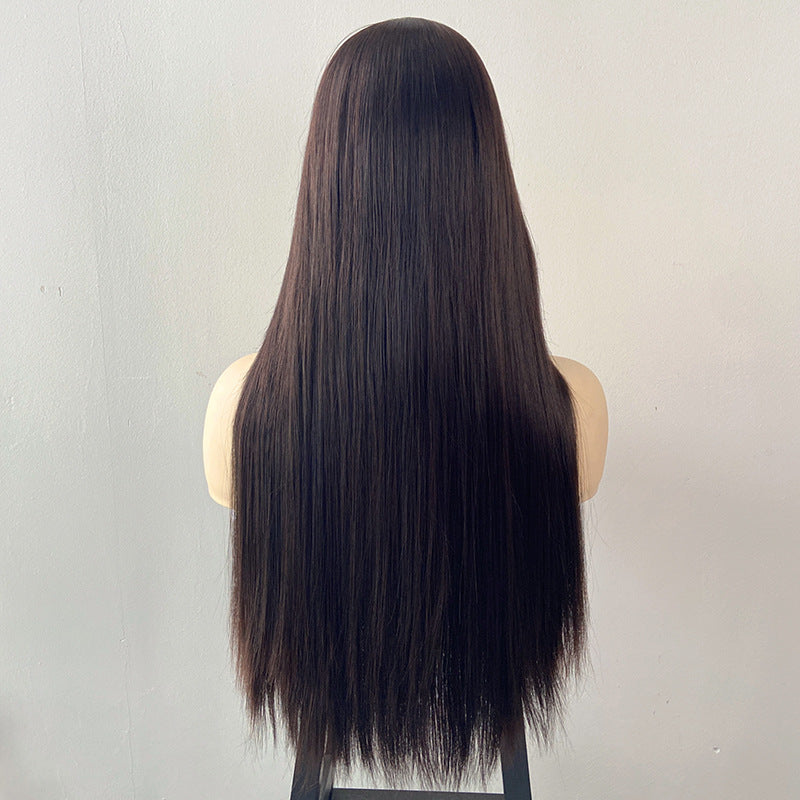Light Gray Brown Long Straight Wig - Everyday Fashion (Middle Part) (FEVERCOS)
