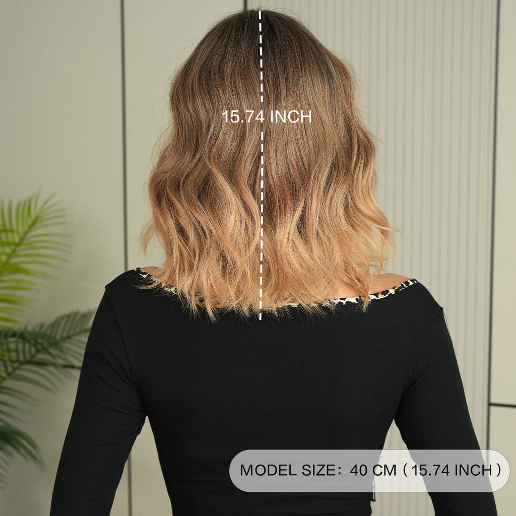 Black Orange Gold Wool Curl Bob - Urban Fashion (Short Wavy Fluffy) (FEVERCOS)