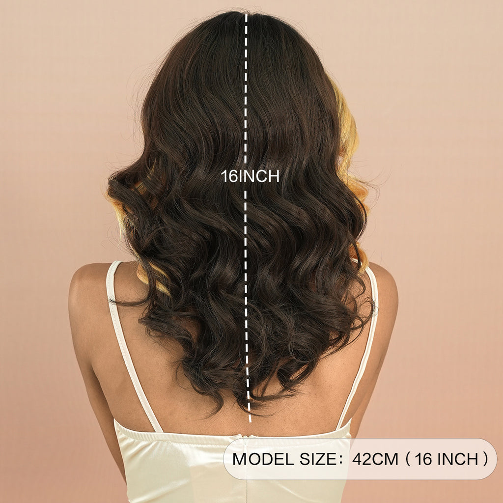 Tan Gold Highlight Curly Lace Wig - Elite Lace Fronts (T-Part Middle Part) (FEVERCOS)